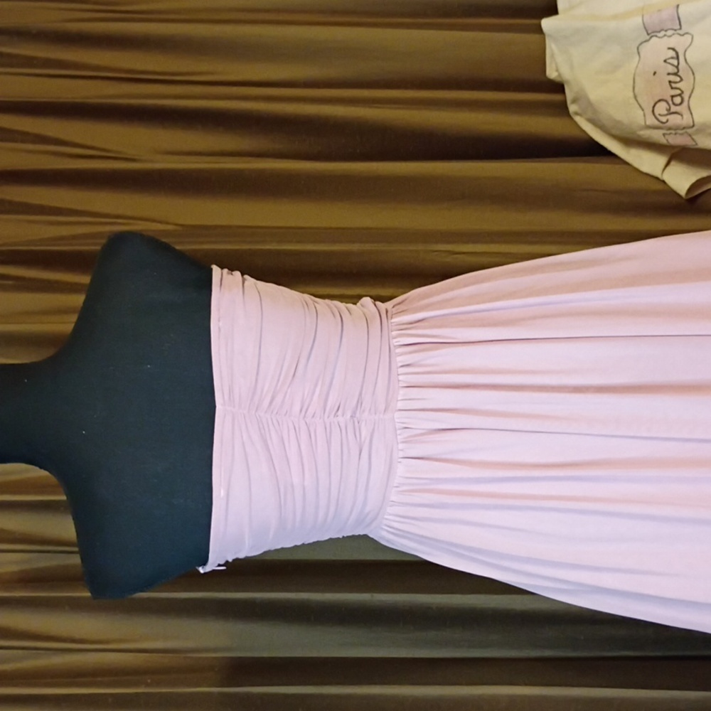 Strapless Ruched Maxi Dress in Soft Pink - Picture 5 of 14